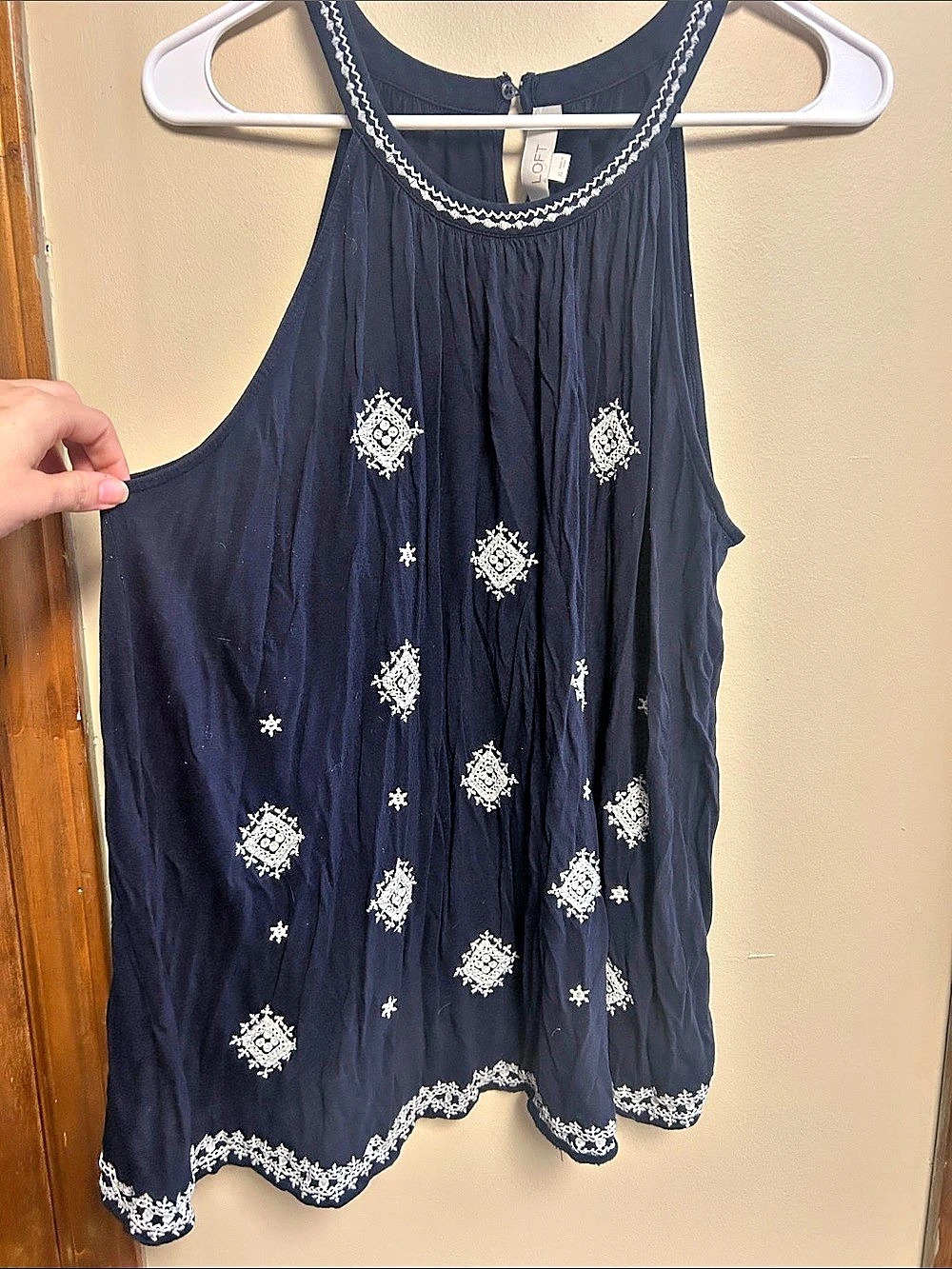 LOFT Geometric Mini Dress in Blue Size Medium